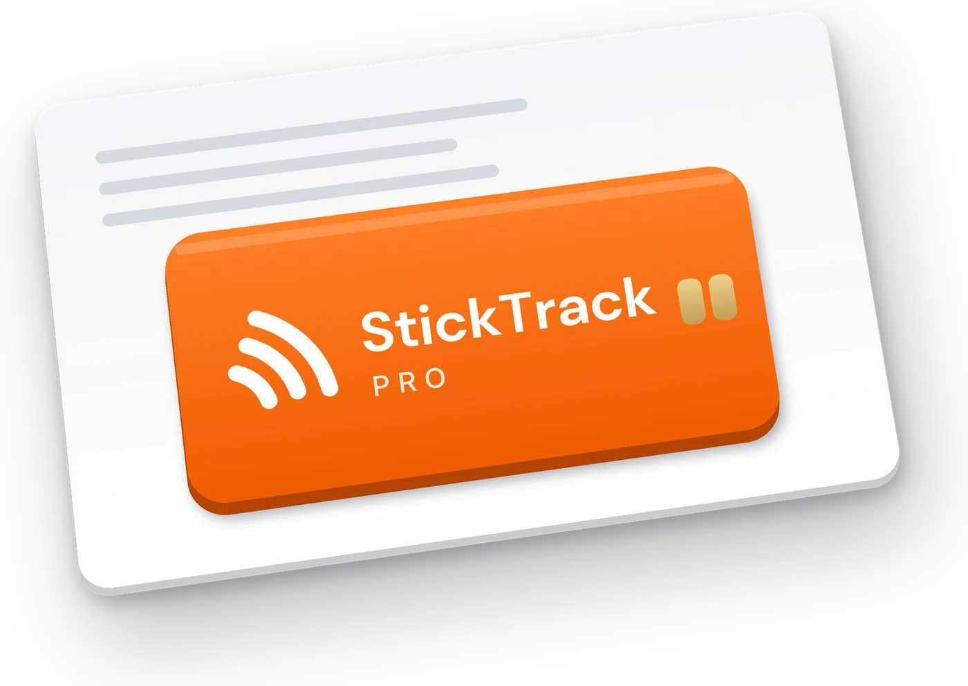 StickTrack Pro sticker on the back of a card